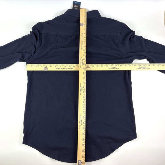 NWT Kenneth Cole L/S Knit Pique Button Up Shirt Mens Sz L Navy Blue Light Weight - Picture 5 of 16